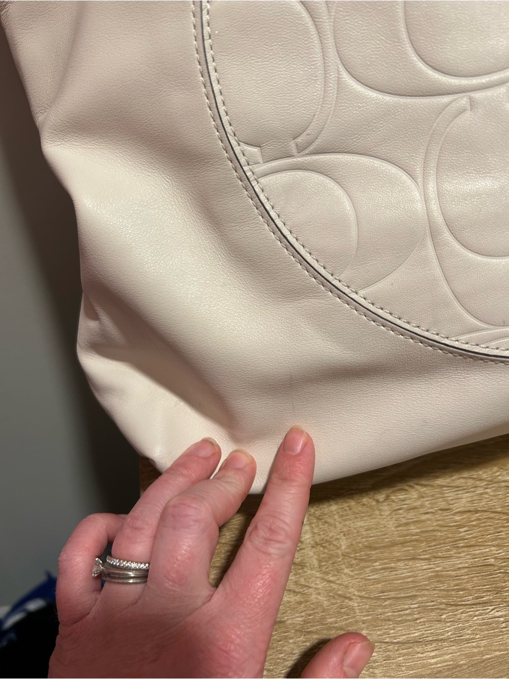 Coach Two-Tone Leather Tote in Chalk and Saddle Brown Laura Tote - Picture 8 of 10